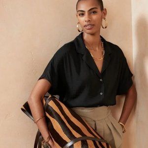 Banana Republic Resort Shirt Black Medium M NWT